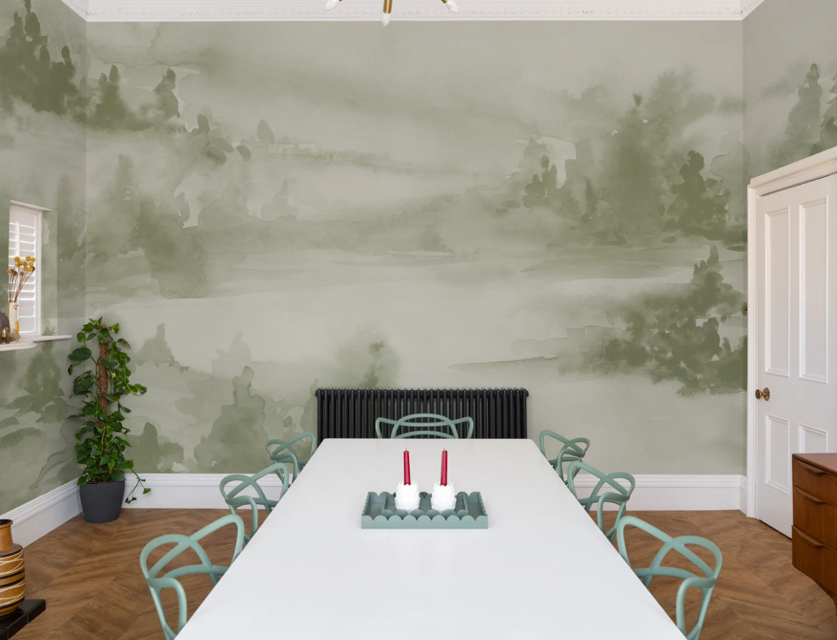 Salvia akvarell skog natur mural-tapeter
