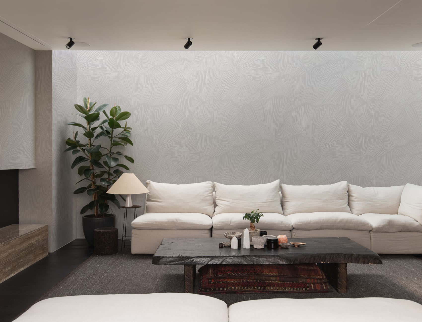 Gray Minimalist Mushroom Wall Mural