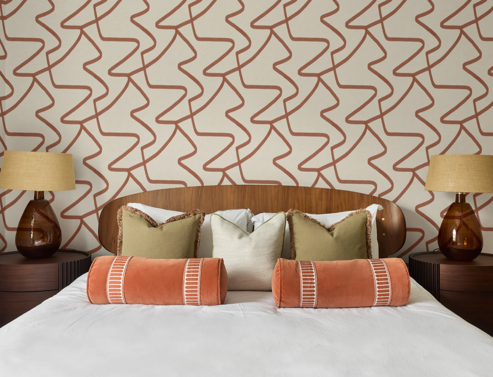 Nøytral Terracotta Abstrakt Linjer tapet
