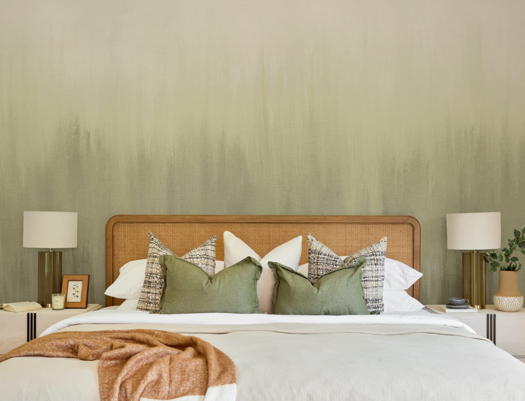 Carta da parati Ombre Atmosphere con texture verde tenue