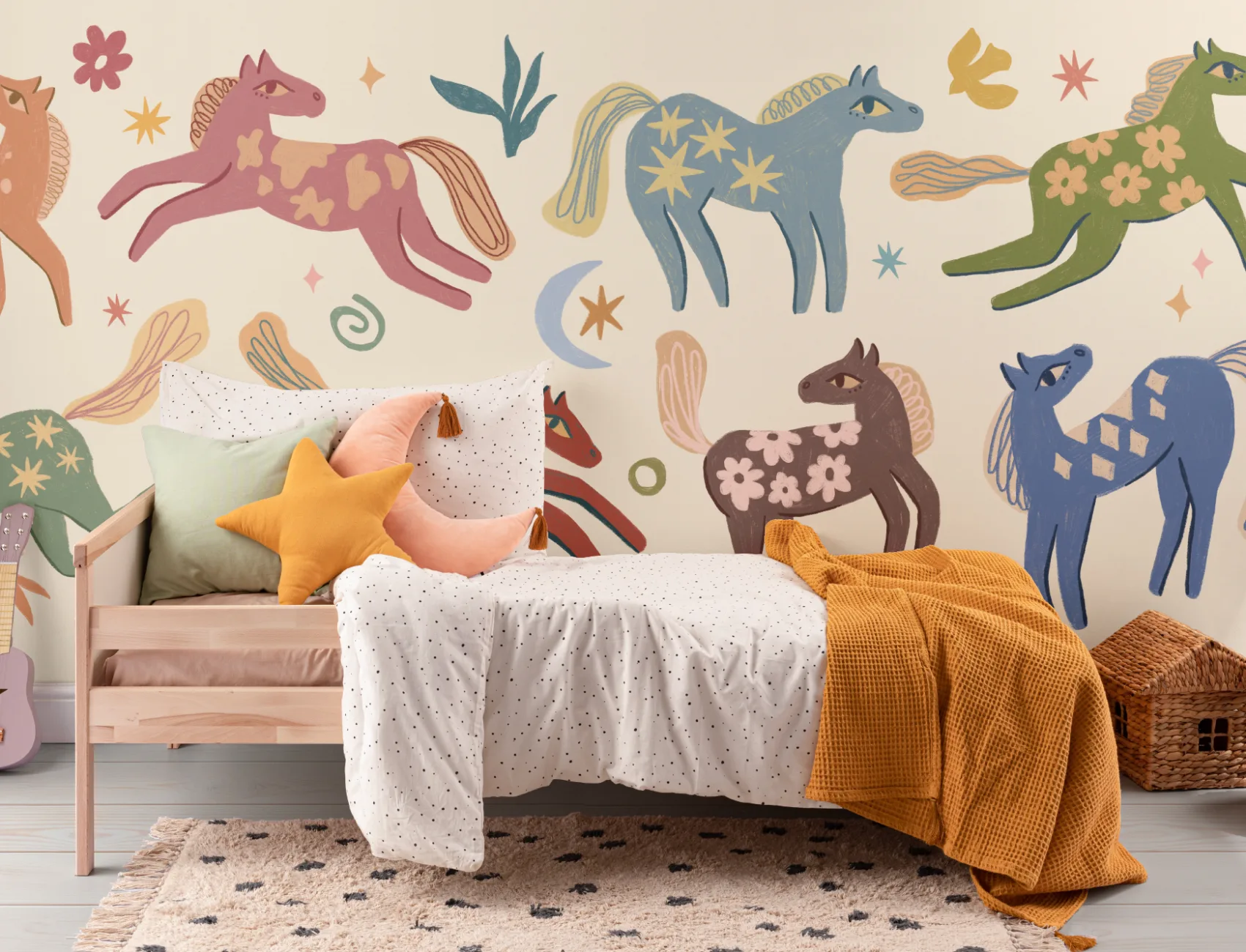 Mural de papel pintado Multicolor Playful Pony Kids Animal Mural