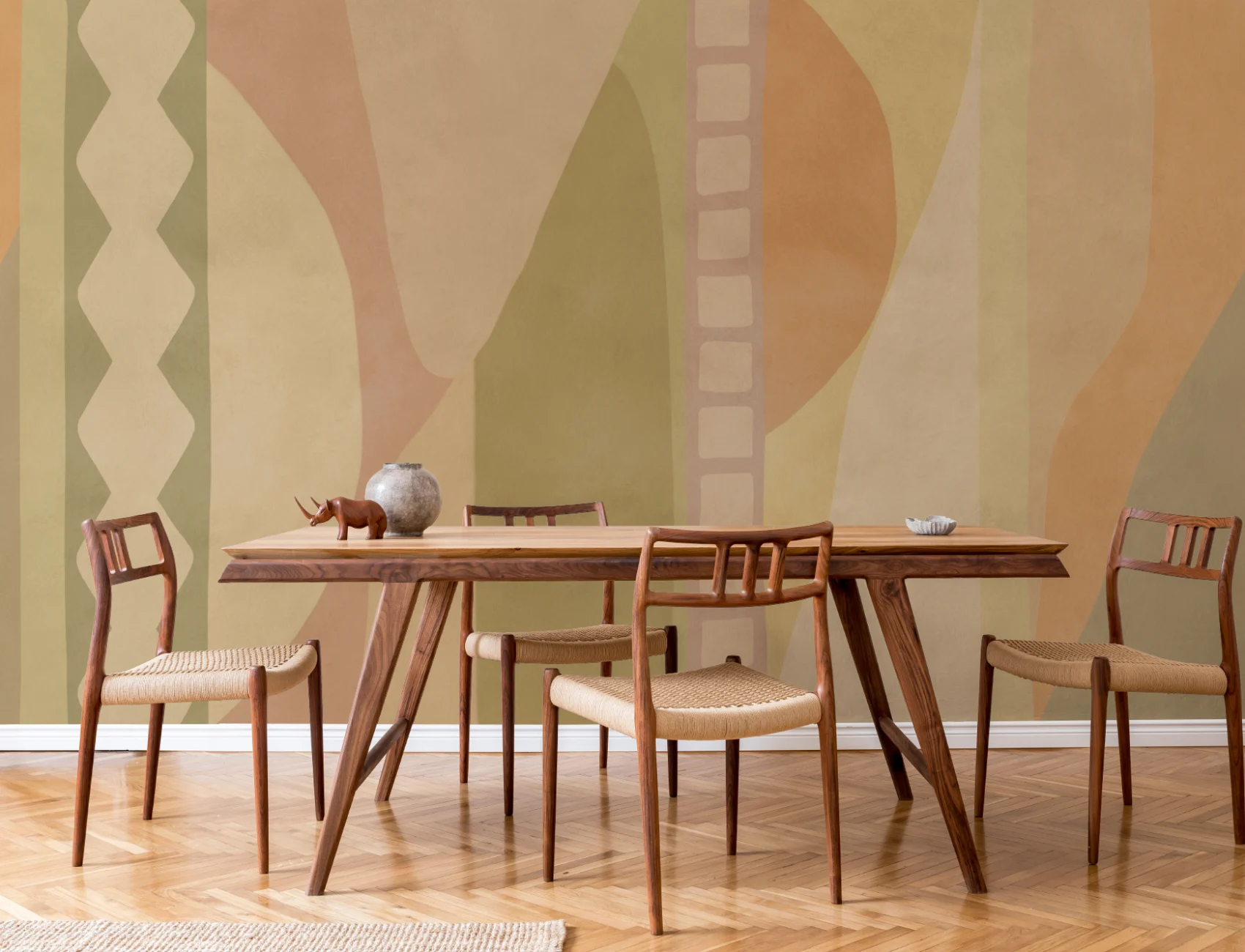 Ciepła abstrakcyjna wielokolorowa fototapeta geometryczna