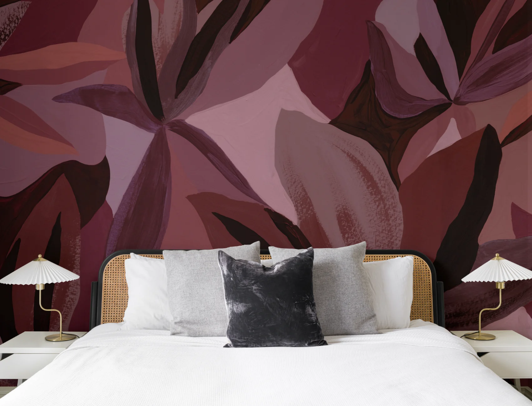 Flerfarvet mørk blomster Art Deco fototapet til imponerende rum