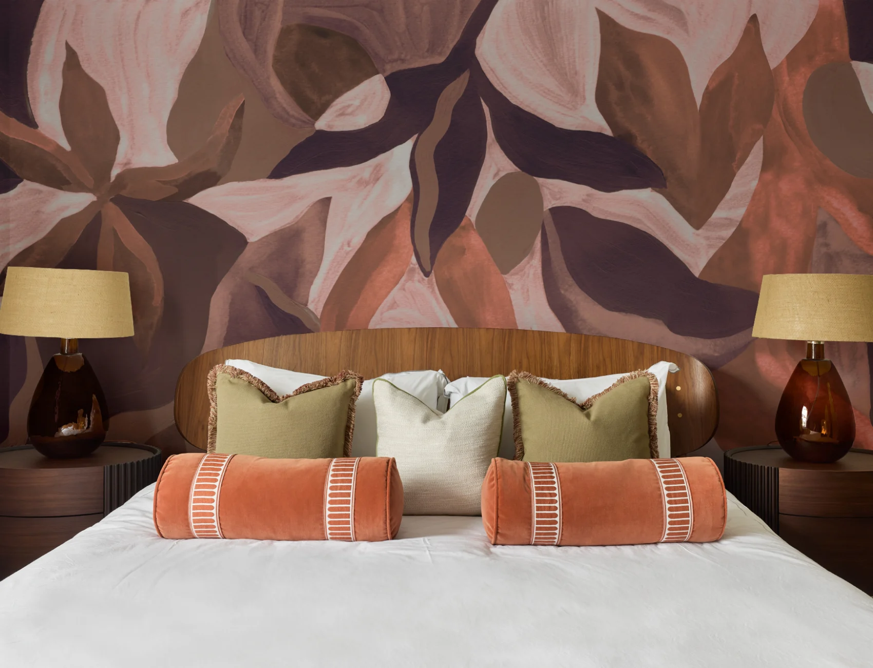 Multicolour Abstract Dark Botanical Mural For Dramatic Spaces