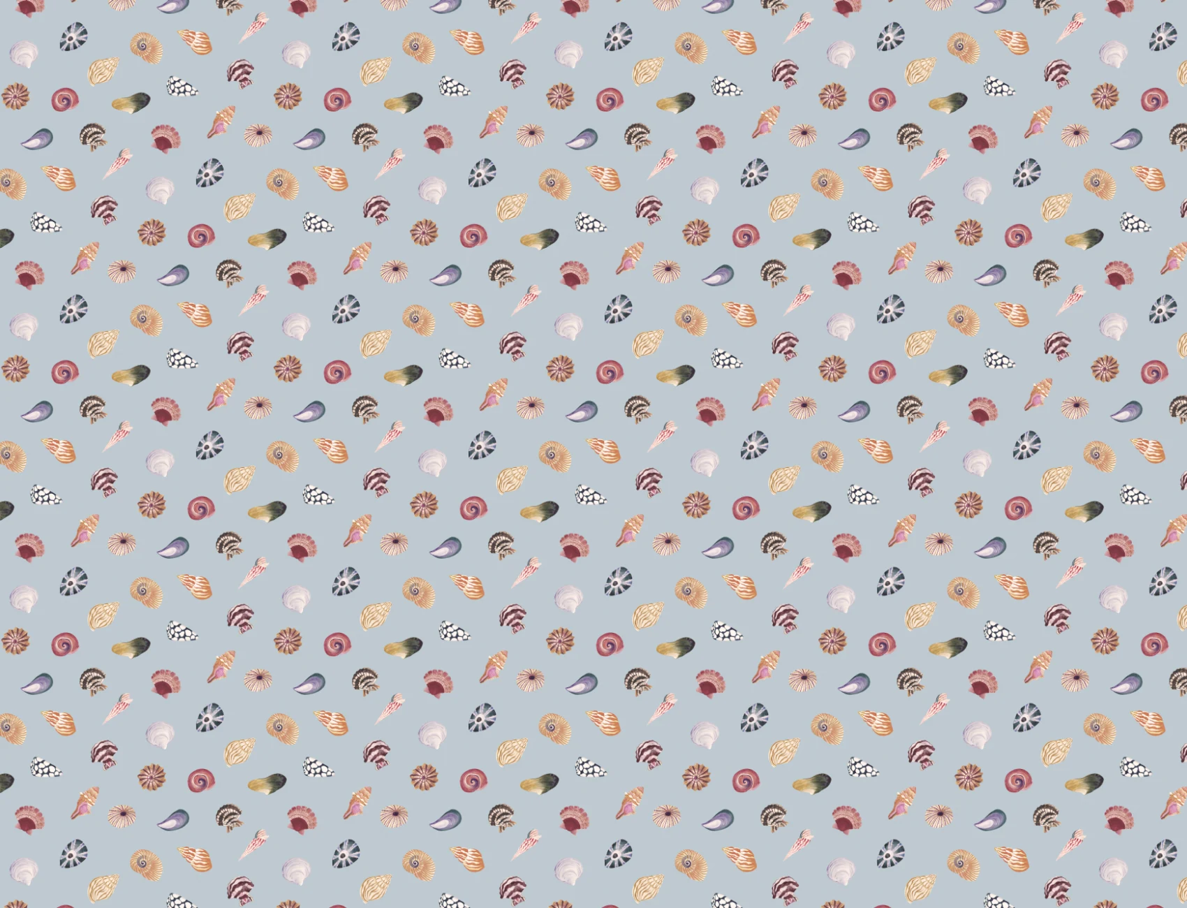 Blue Seashell Pattern Coastal Mural For Tranquil Spaces