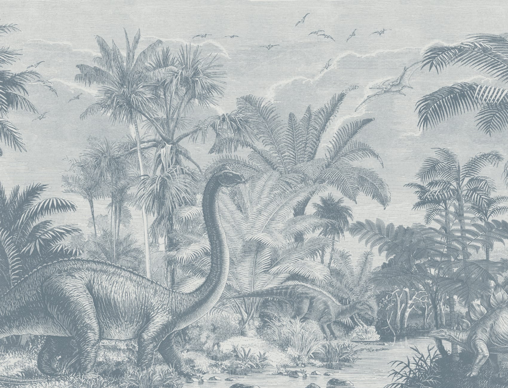 Mural de Dinossauro Pré-histórico Azul – Hovia - Pintura de parede