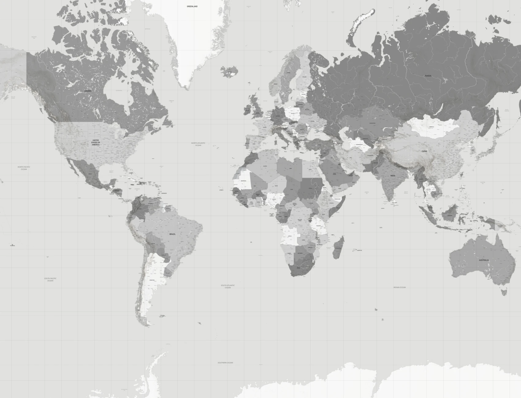Grey Sophisticated World Map Educational Wall Mural