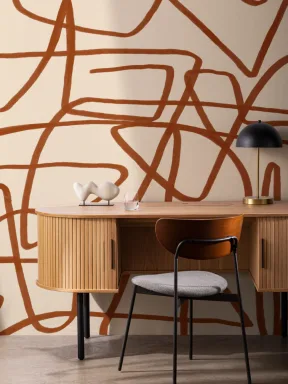 Fet terrakotta og beige doodle abstrakt fototapet