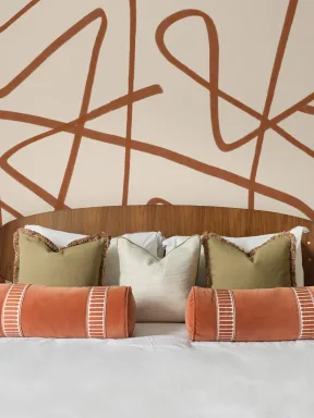 Terracotta & Beige Wavy Line abstrakt fototapet