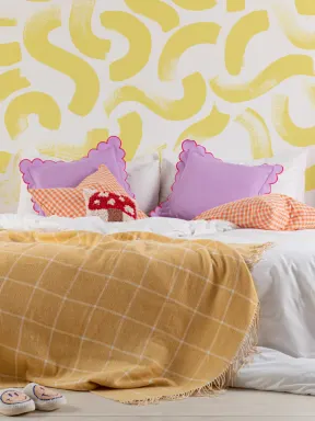 Yellow Paint Brush Strokes Abstract Wallpaper Mural