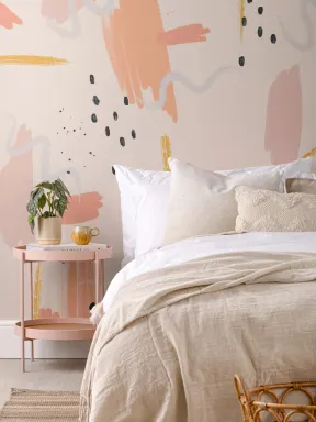 Peach Paint Brush Strokes Abstract Wallpaper Mural