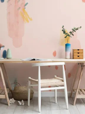 Meerkleurige Verfkwaststreken Abstract Behang Muurschildering