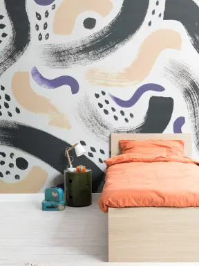 Musta & Purple Paint Brush Strokes Abstrakti kuvatapetti