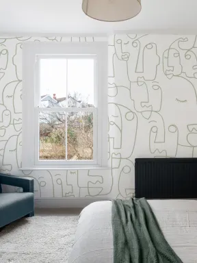 Large Sage Line Drawing Face Wallpaper Mural