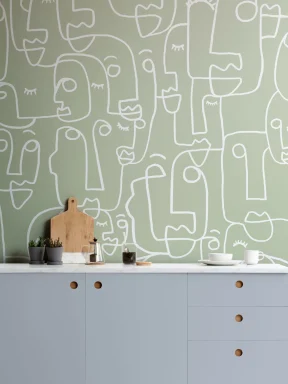 Papier Peint Panoramique Profils de Visages Grands Sauge