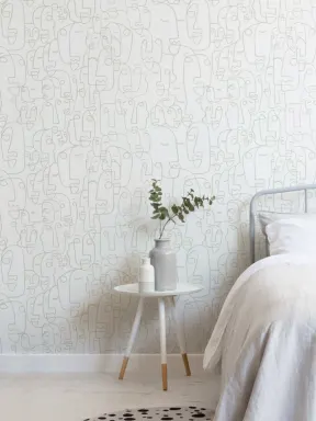 Sage Line Drawing Face Wallpaper Mural