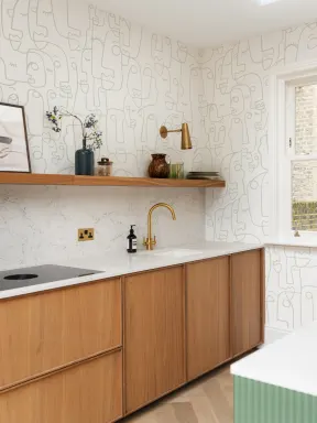 Papier Peint Panoramique Profils de Visages Dessinés en Sauge