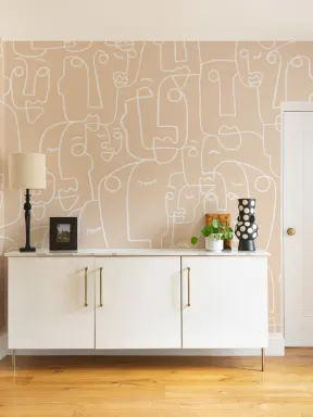 Large Nude Face Line Drawing Wallpaper Mural