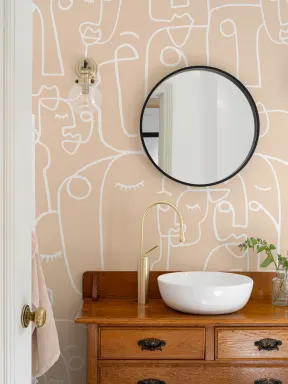 Large Nude Face Line Drawing Wallpaper Mural