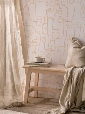 Nude Line Drawing Face Wallpaper Mural
