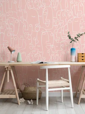 Støvet rosa og hvitt ansikt fototapet