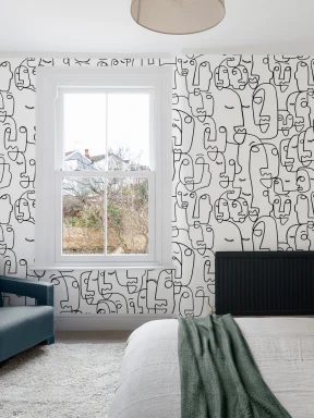 Face Line Drawing Wallpaper Mural