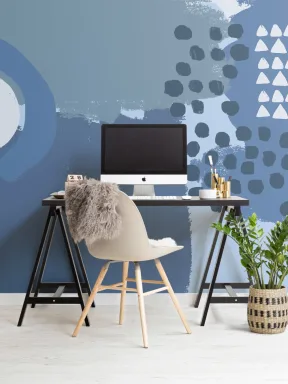 Papier Peint Panoramique Peinture Abstraite Bleue