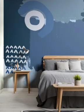 Papier Peint Panoramique Peinture Abstraite Bleue