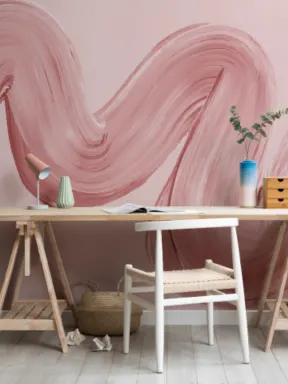 Pink Paint Brush Stroke Squiggle Wallpaper Mural