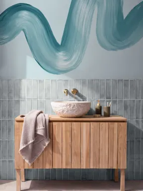 Blue Paint Brush Stroke Squiggle Wallpaper Mural