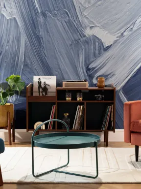 Blue Mixed Paint Brush Effect Wallpaper Mural