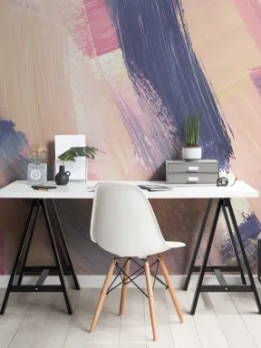 Roze & Perzik Abstracte Verfborstelstreken Behang Muurschildering