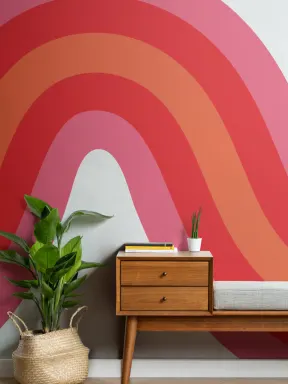 Pink & Orange Retro Wave Wallpaper Mural