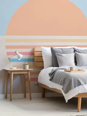 70’s Pastel Block Color Sun Retro Wallpaper Mural