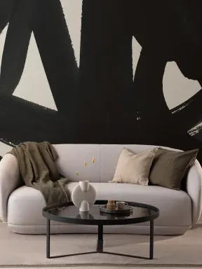 Black Japanese Calligraphy Abstract Wallpaper Mural