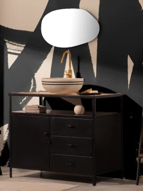 Black Japanese Calligraphy Abstract Wallpaper Mural