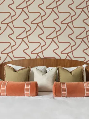 Neutral Terracotta Abstract Lines Repeat Pattern Wallpaper