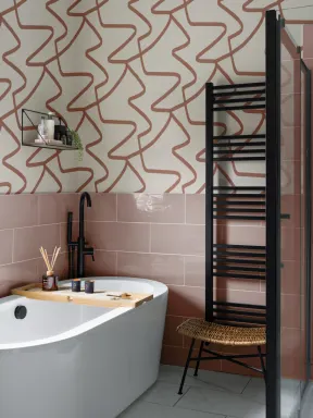 Neutraali Terracotta Abstrakti Lines toista kuvio tapetti