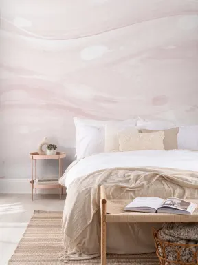 Pink Abstract Paint Brushstroke Waves Wallpaper Mural