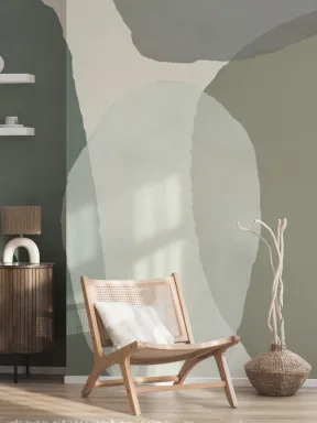 Grön abstrakt rippat papper fototapet