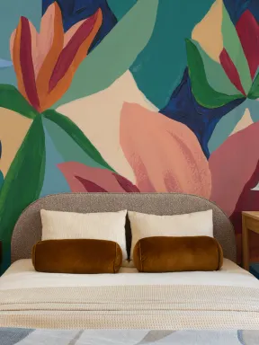 Multicolor Abstract Floral Fantasy Mural With Bold Energy