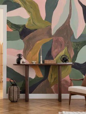 Mural Contemporâneo com Design de Arte Abstrata Multicolorida