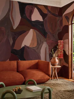 Dark Muted Abstract Art Contemporary Mural