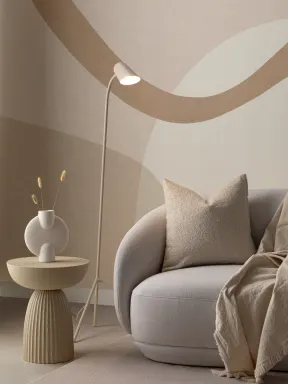 Mural Papel Pintado Tonos Beige con Formas Abstractas Suaves