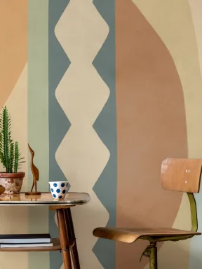 Multicolor Abstract Geometric Classic Mural with Retro Vibes