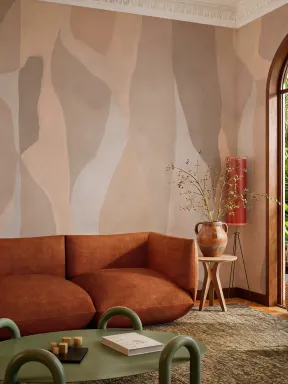 Neutral Abstract Art Mural For A Calming Ambiance