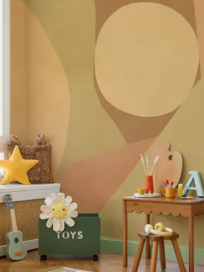 Papier peint panoramique abstrait géométrique beige et chaleureux pour espaces modernes