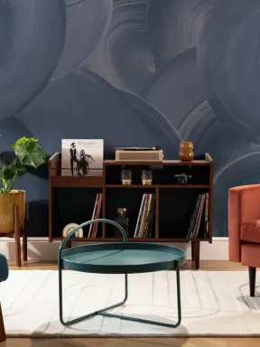 Navy Suuri Swirl Brush Strokes seinäseinämaalaus