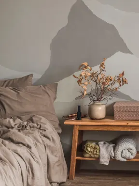 Neutral Abstract Mountain Mural