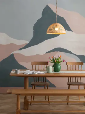 Pfirsich Abstrakt Berg Wandbild